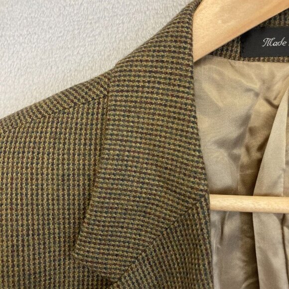 Chaps Ralph Lauren 100% Lambswool Tweed Blazer Mens 44L Sports Jacket Tan Green - Picture 8 of 16